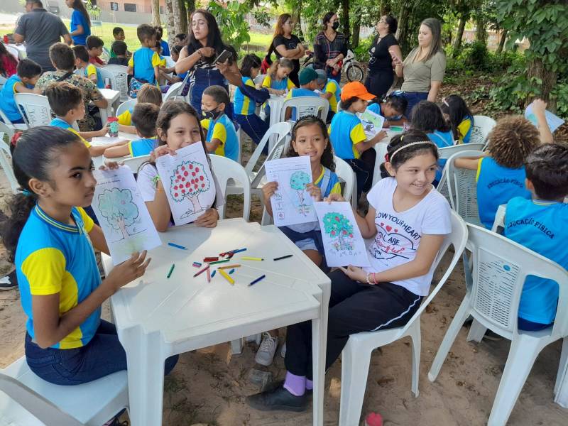 Momentos a criatividades de alunos sobre as temáticas ambientais. 