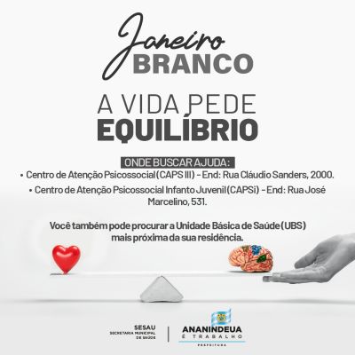 notícia: Janeiro Branco: Prefeitura incentiva cuidados com a saúde mental