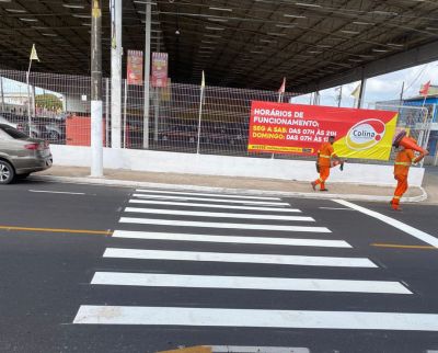 notícia: Nova faixa de pedestre é instalada na Cidade Nova VI 