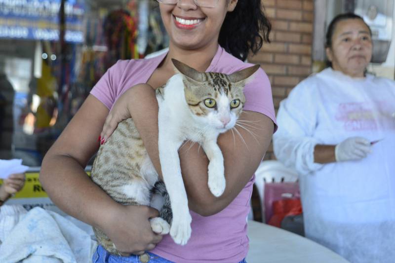 Mais de 200 animais receberam a vacina antirrábica no primeiro dia.