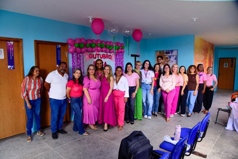 Ação outubro rosa e verde na secretaria de Saúde.