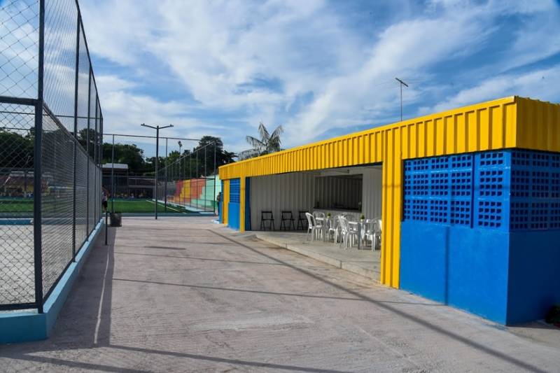 Área de apoio aos praticantes de esporte.